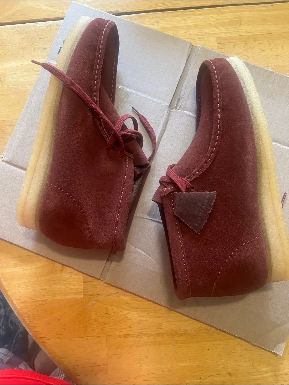 Clarks Men Burgundy Suede Moccasin Lace-Up Shoes